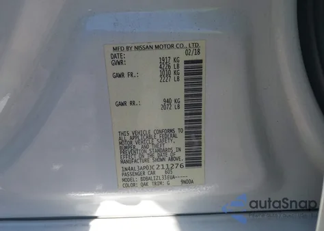 2018 Nissan Altima 2.5 Sv from USA, damaged, VIN 1N4AL3AP0JC211276